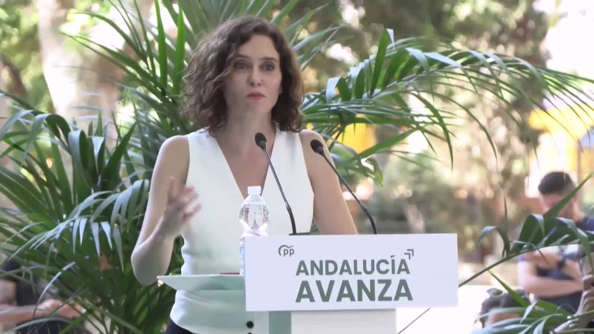 Ayuso (PP) asegura que Andalucía &quot;está enseñando a volar a España&quot;