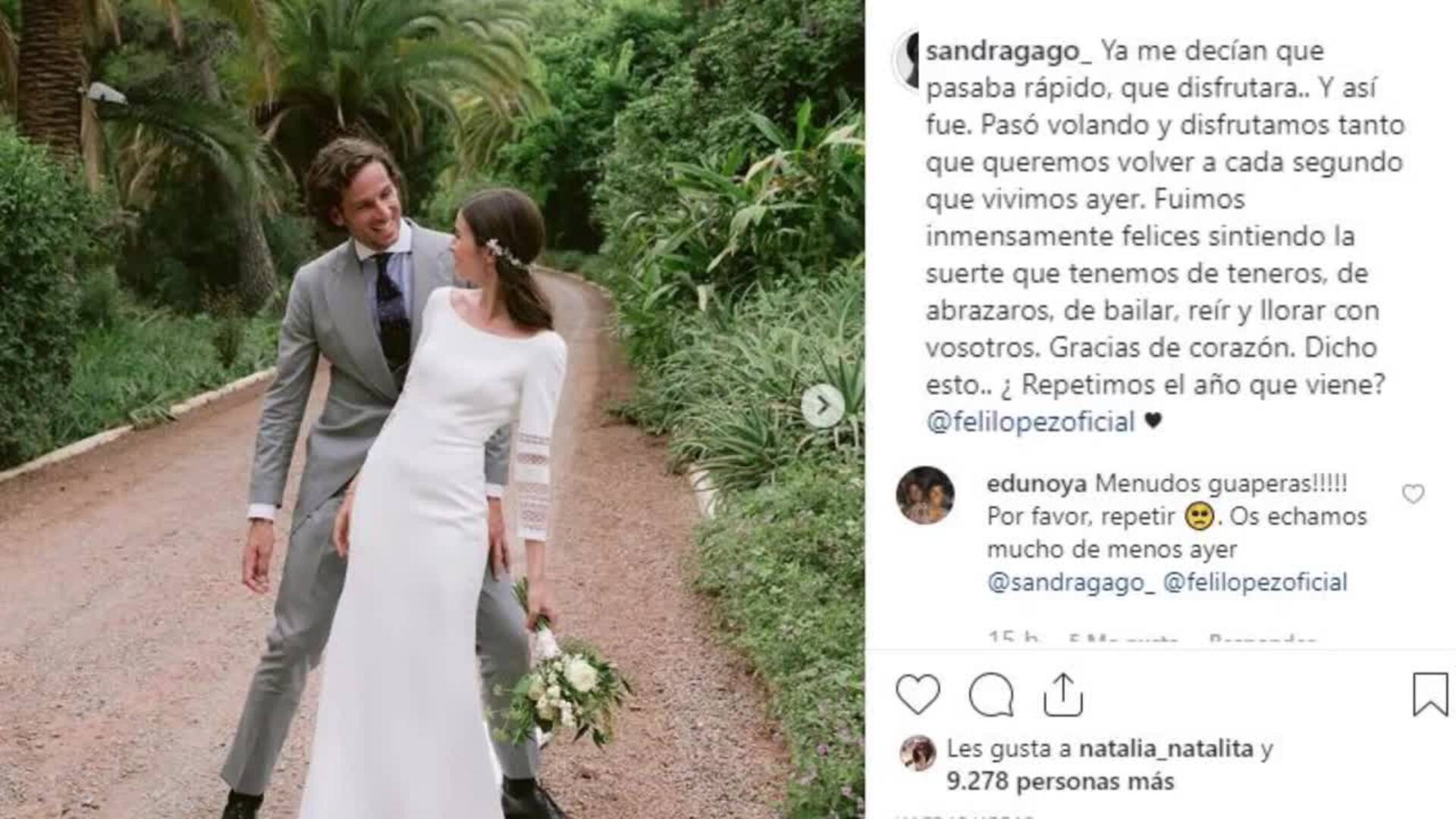Feliciano López y Sandra Gago comparten un pequeño álbum de su boda