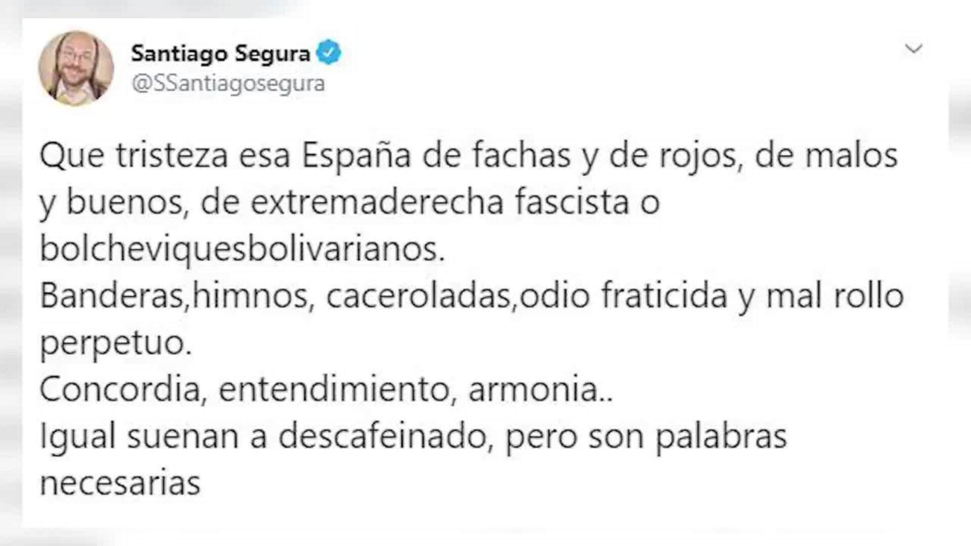 Santiago Segura carga contra la &quot;España de fachas y de rojos&quot;