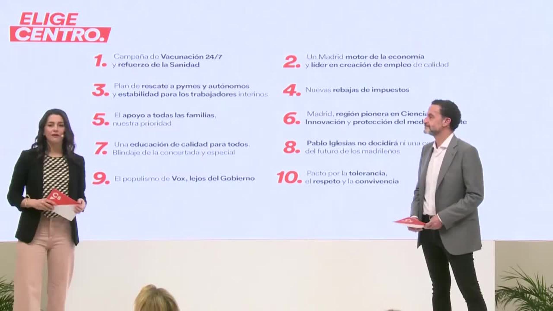 Arrimadas exige a Iglesias condenar la agresión de miembros de Podemos en un mitin de Vox