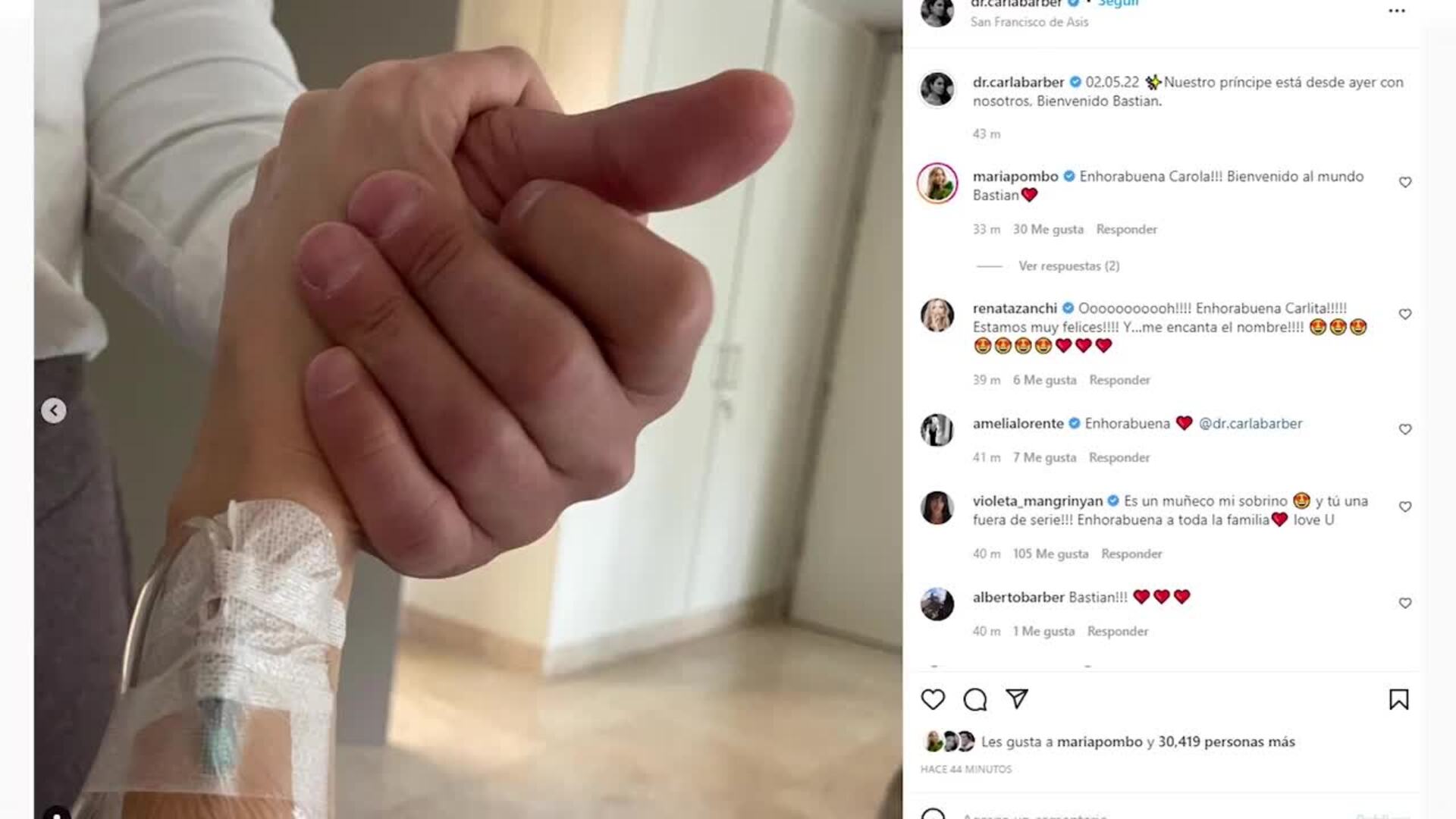 La madre de Carla Barber desvela los primeros detalles del nacimiento de Bastian