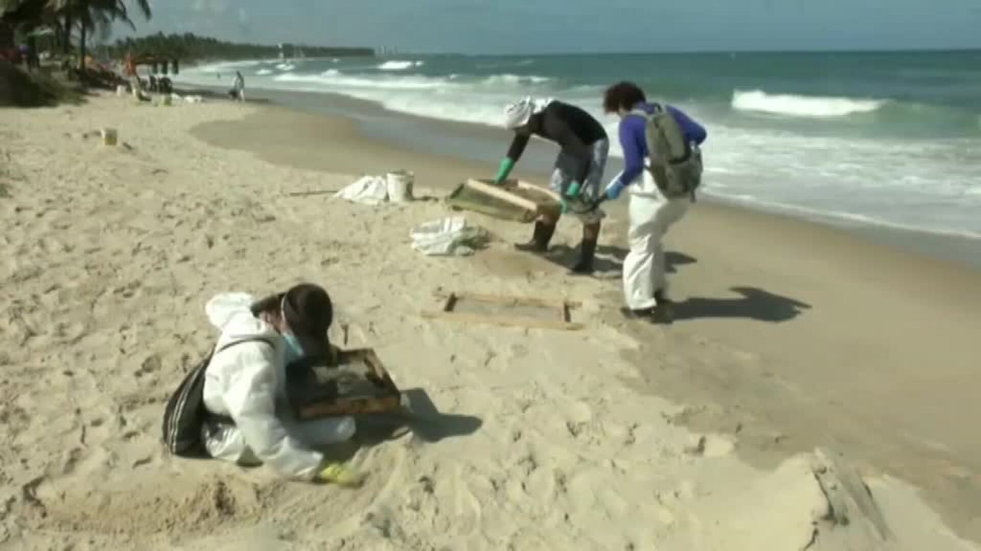 Brasil sigue limpiando sus playas de chapapote