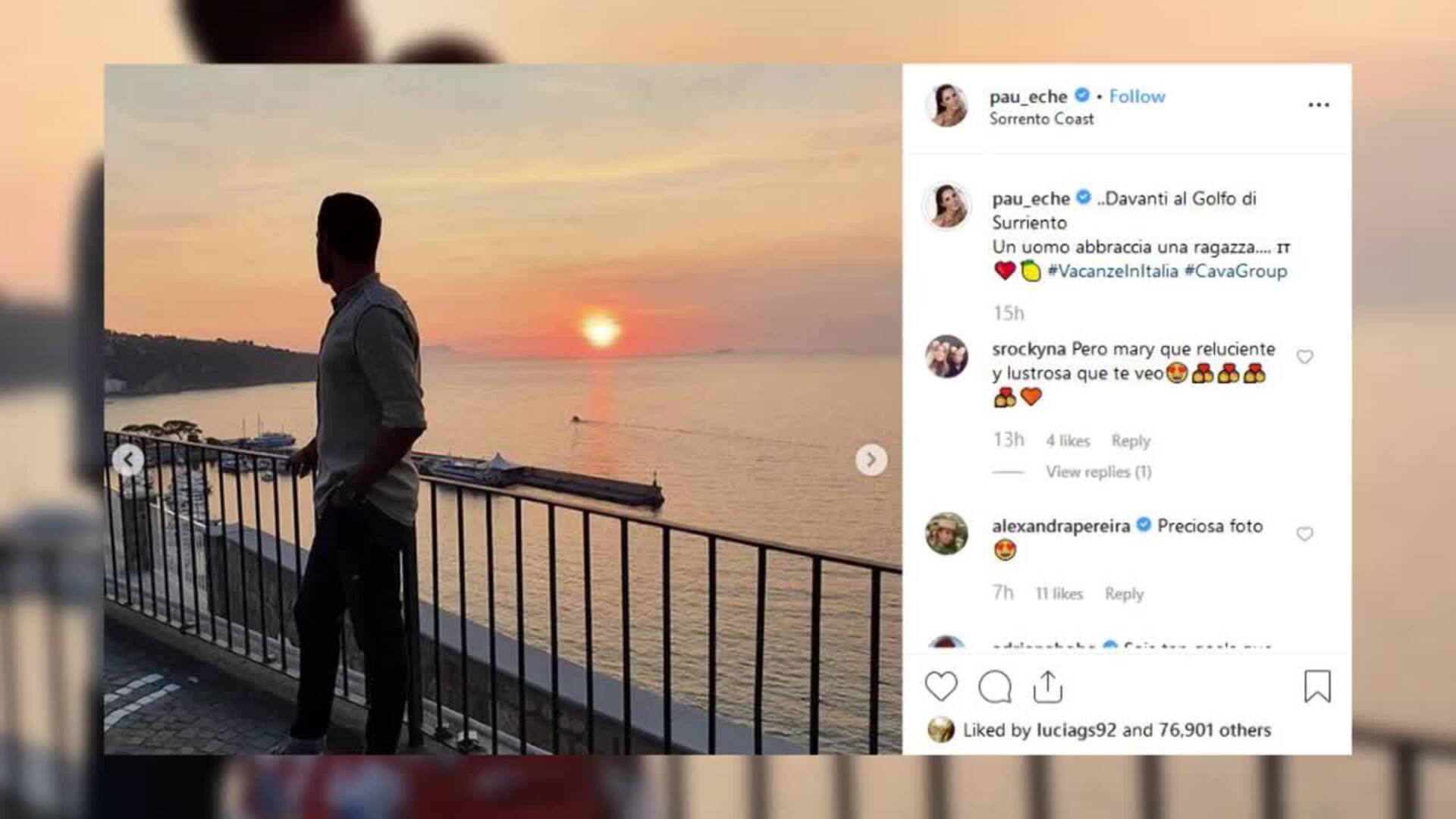 Paula Echevarría disfruta de su amor por Miguel Torres en Italia
