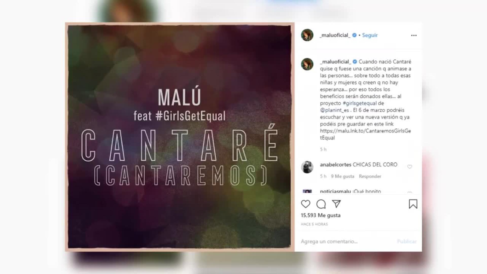 Malú anuncia una canción con fines solidarios