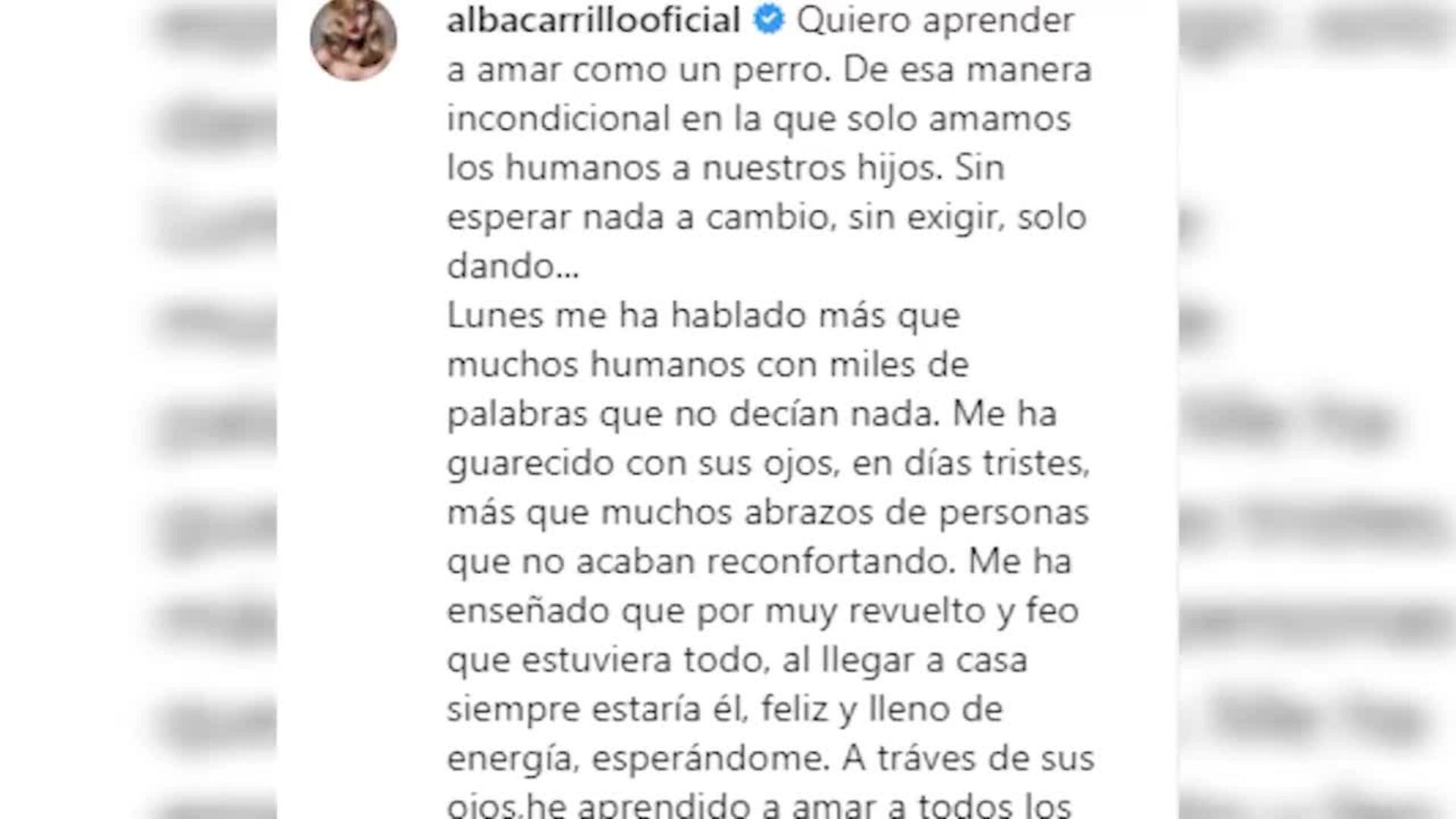 Alba Carrillo se despide de su perro Lunes