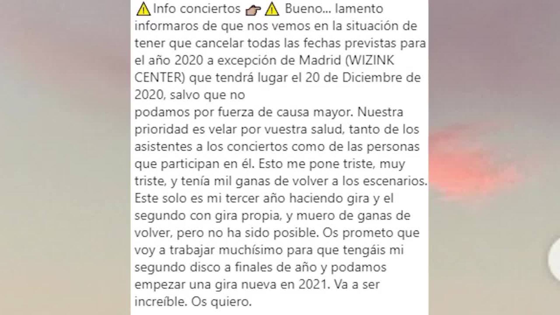 Aitana confirma la cancelación de su gira