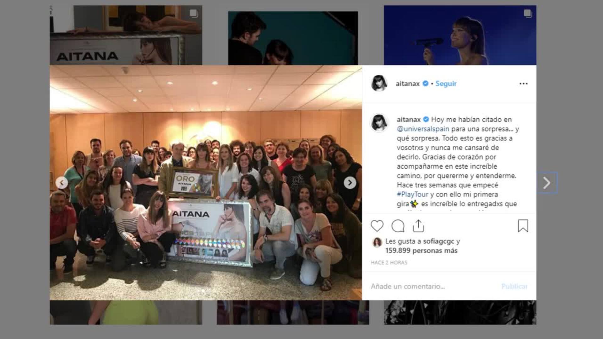 Aitana recibe una sorpresa en forma de oro y platino