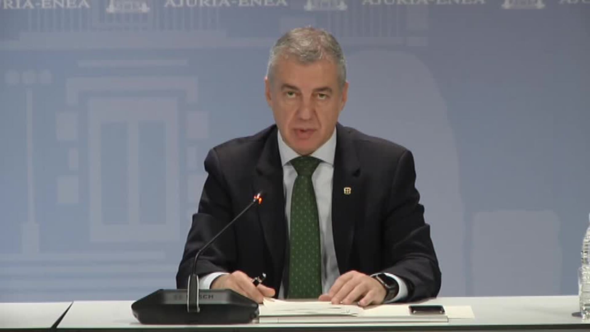 Urkullu remarca la importancia de la colaboración en la crisis del COVID-19: &quot;Remamos en la misma dirección&quot;