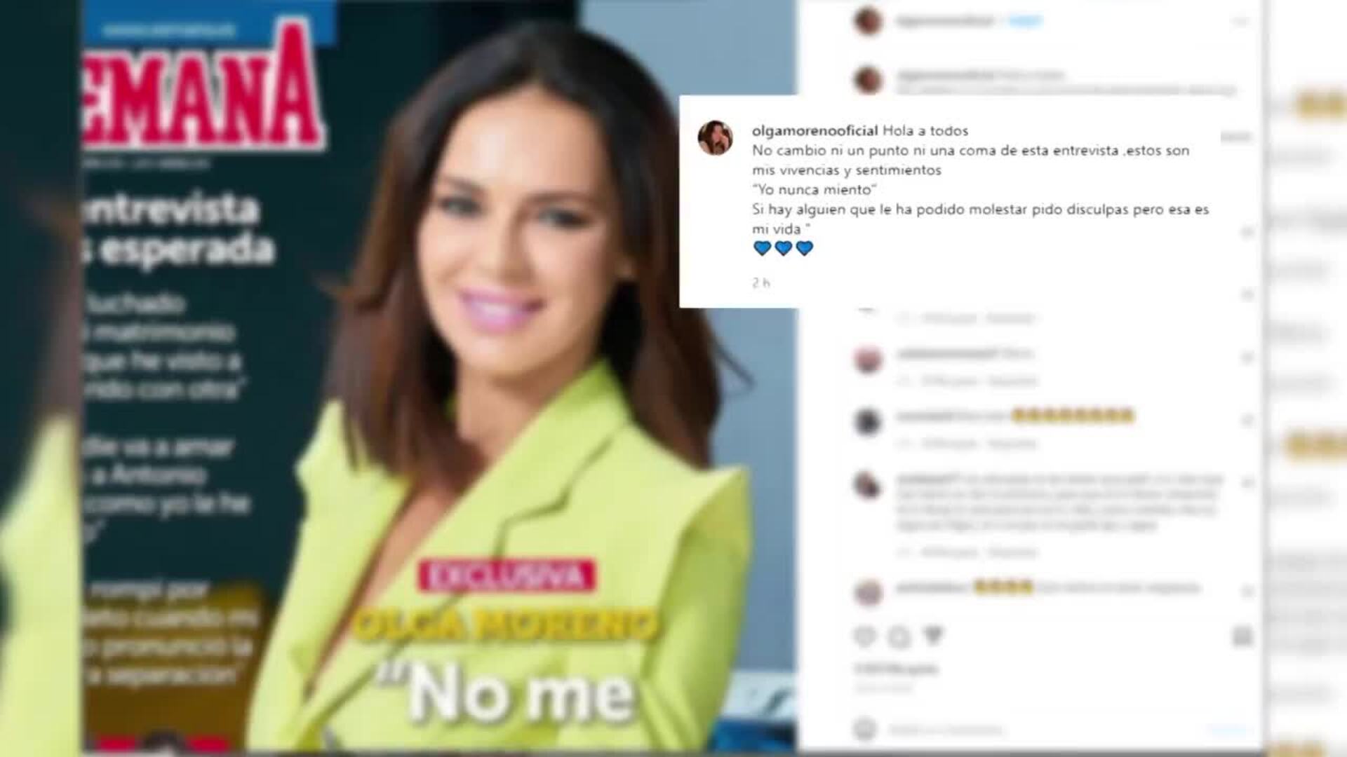Olga Moreno rompe su silencio: &quot;No cambio ni un punto ni una coma de la entrevista&quot;