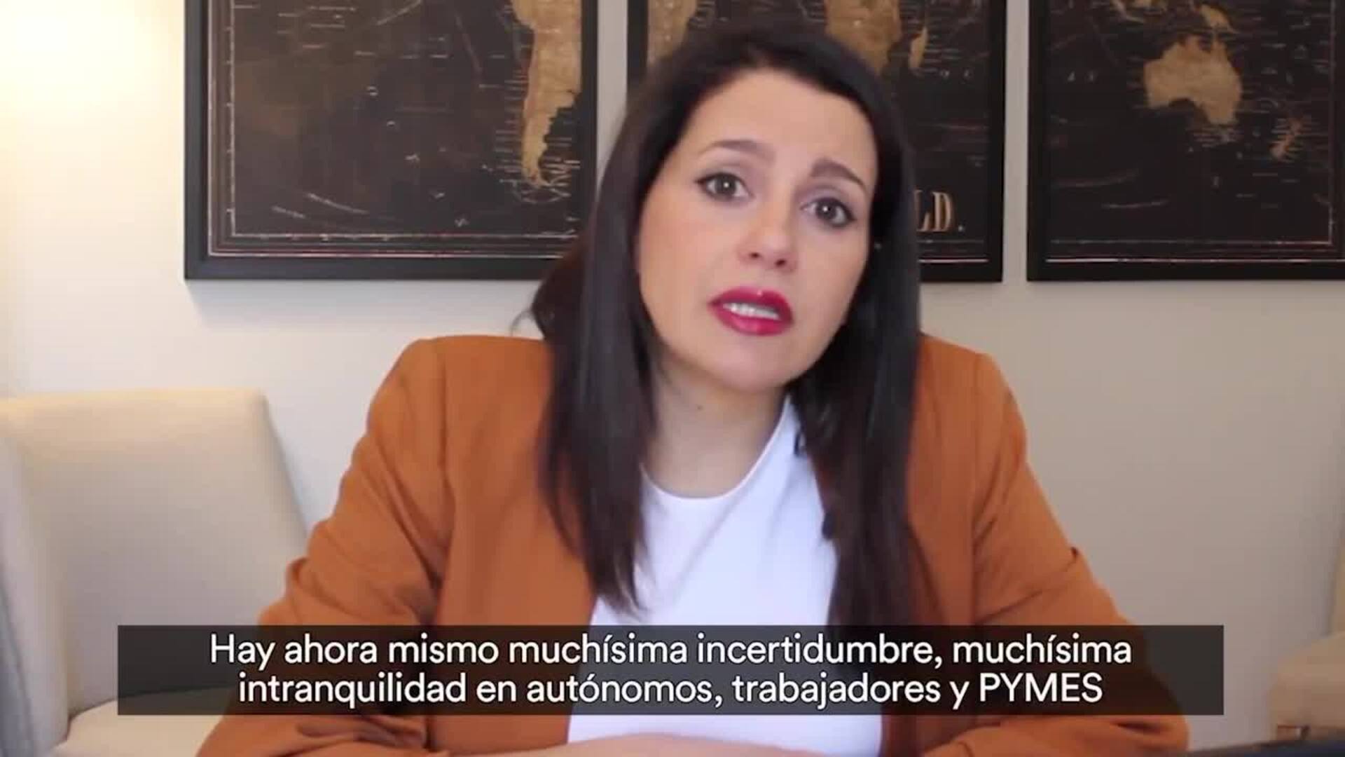Arrimadas pide a Sánchez una cumbre telemática con los partidos