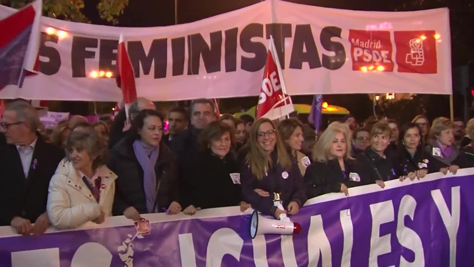 Carmen Calvo en la manifestación contra la violencia de género
