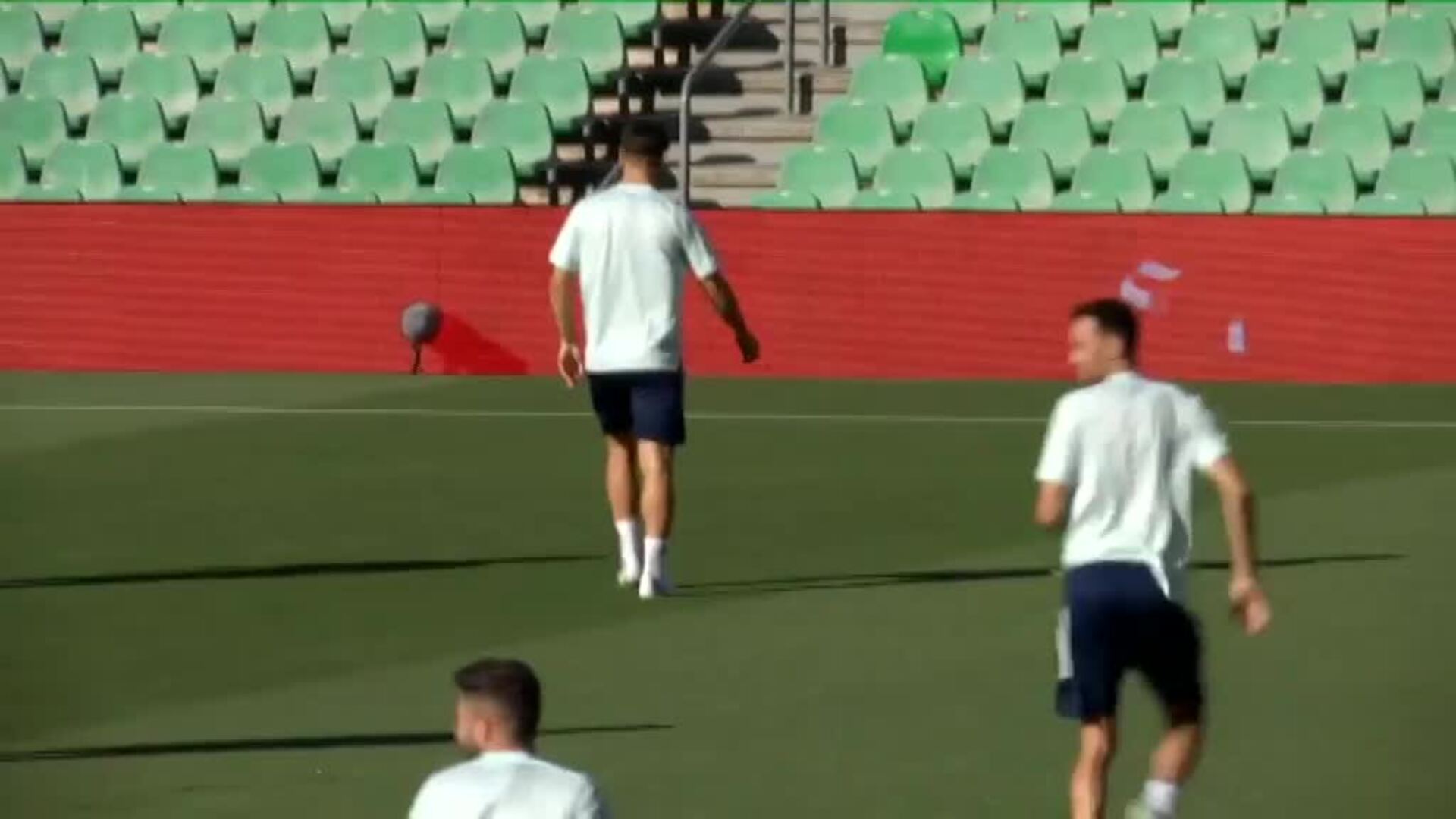 La selección prueba el césped del Benito Villamarín