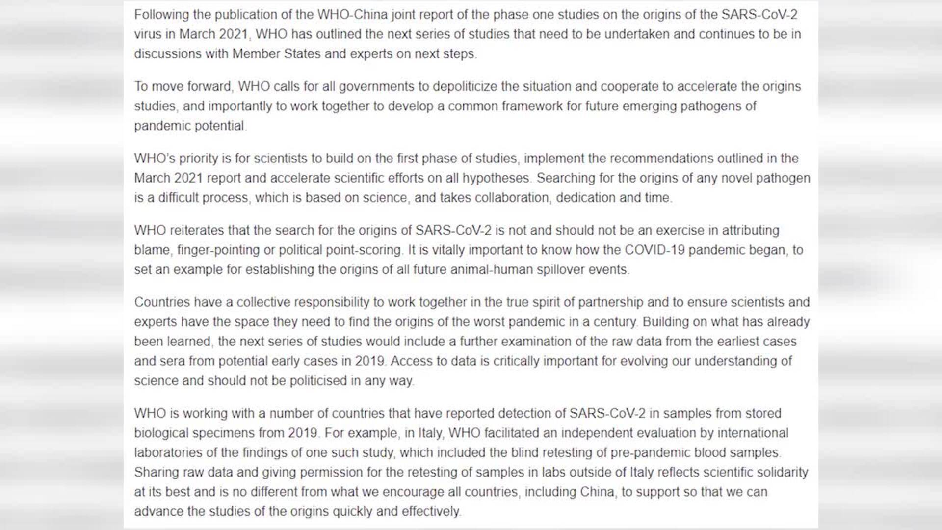 La OMS pide a China que coopere para hallar los orígenes del covid