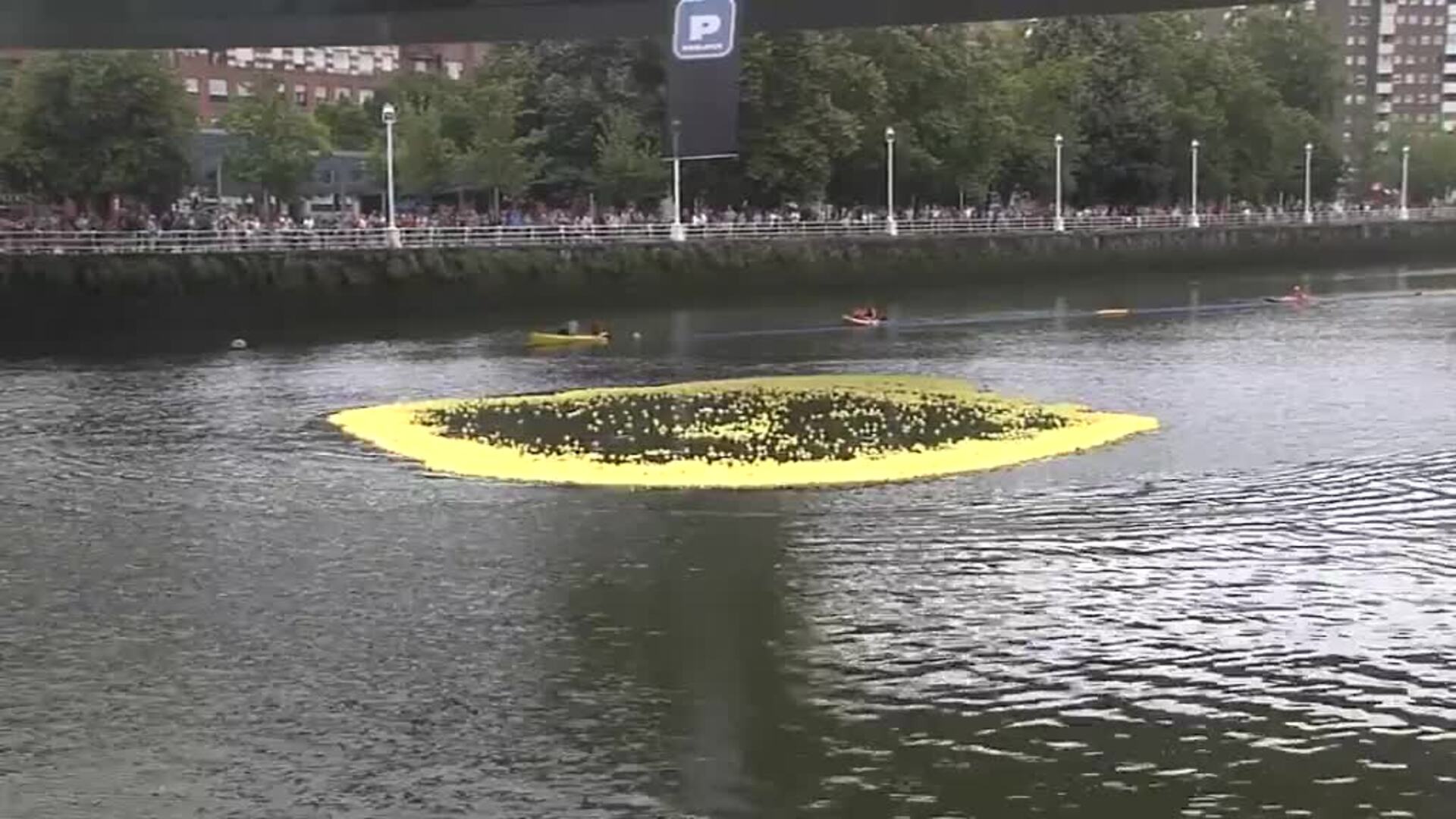 Más de 20.000 patitos de goma saltan a la ría de Bilbao