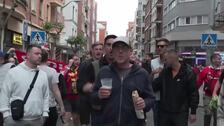 Aficionados del Manchester United llegan San Mamés para la final de la Liga Europa