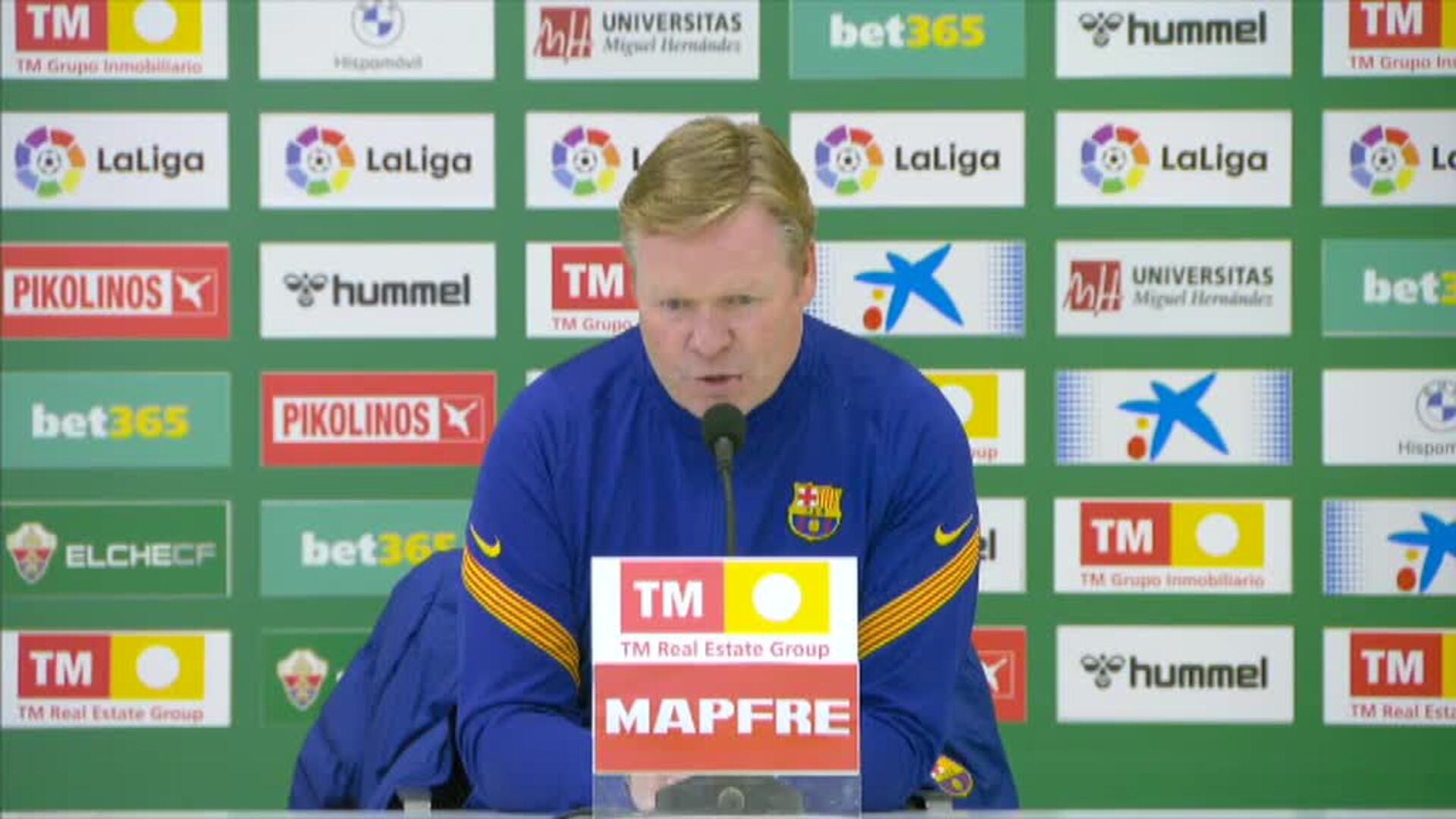 Koeman destaca la &quot;concentración&quot; del equipo en su victoria ante el Elche (0-2)