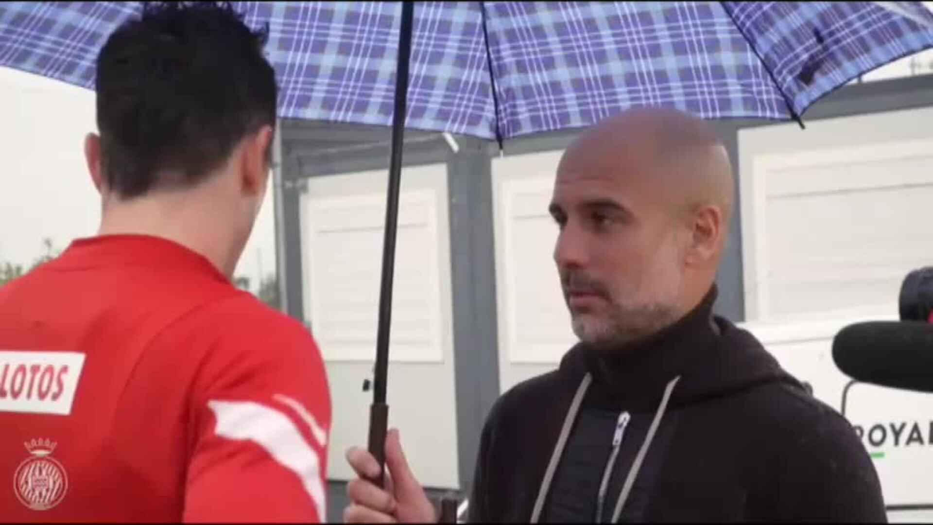 Guardiola visita el entrenamiento del Girona por el acuerdo de colaboración con el City