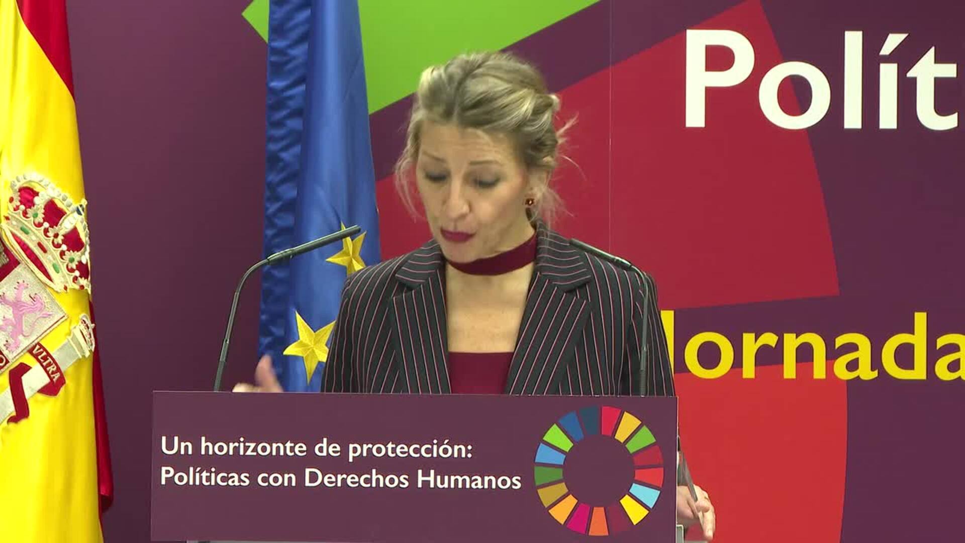 Yolanda Díaz clama contra el "desprecio" a los DDHH de Putin, Trump y Netanyahu