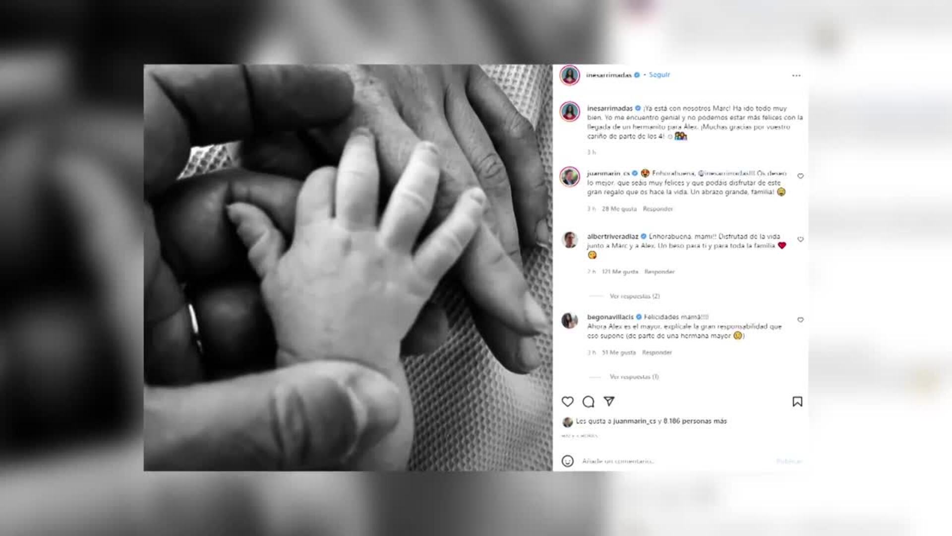 Inés Arrimadas le da la bienvenida a su segundo hijo, Marc