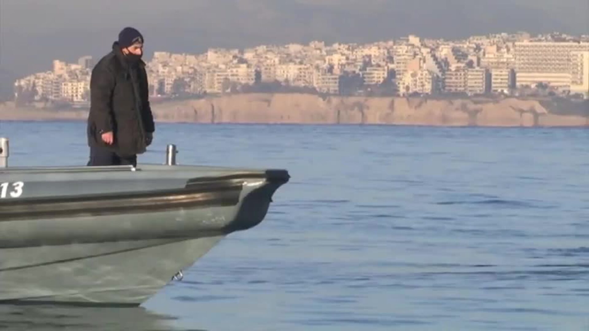 Una ballena herida encalla en una orilla de la costa del sur de Atenas