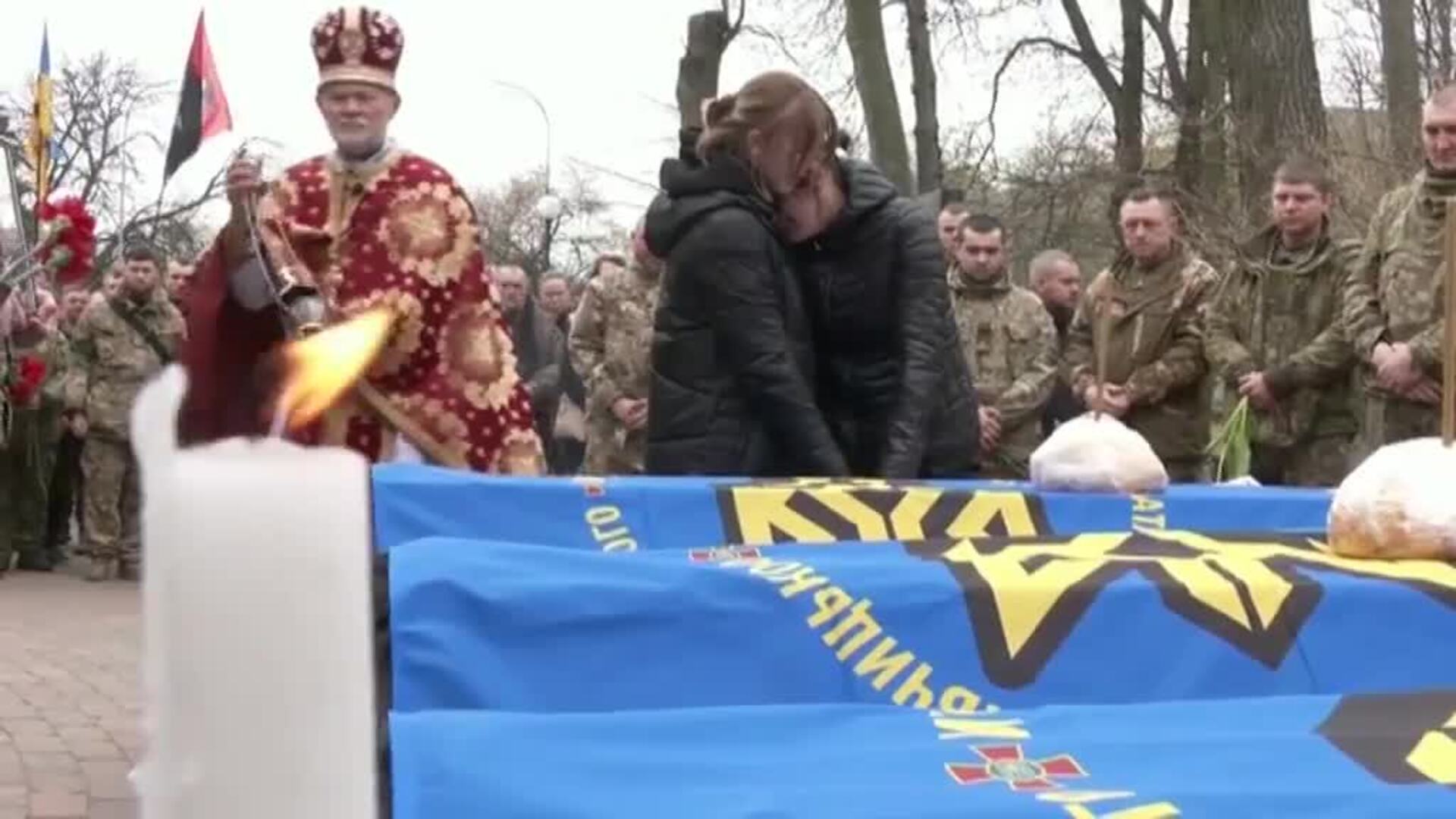 Soldados ucranianos despiden en Kiev a cuatro compañeros fallecidos en la guerra