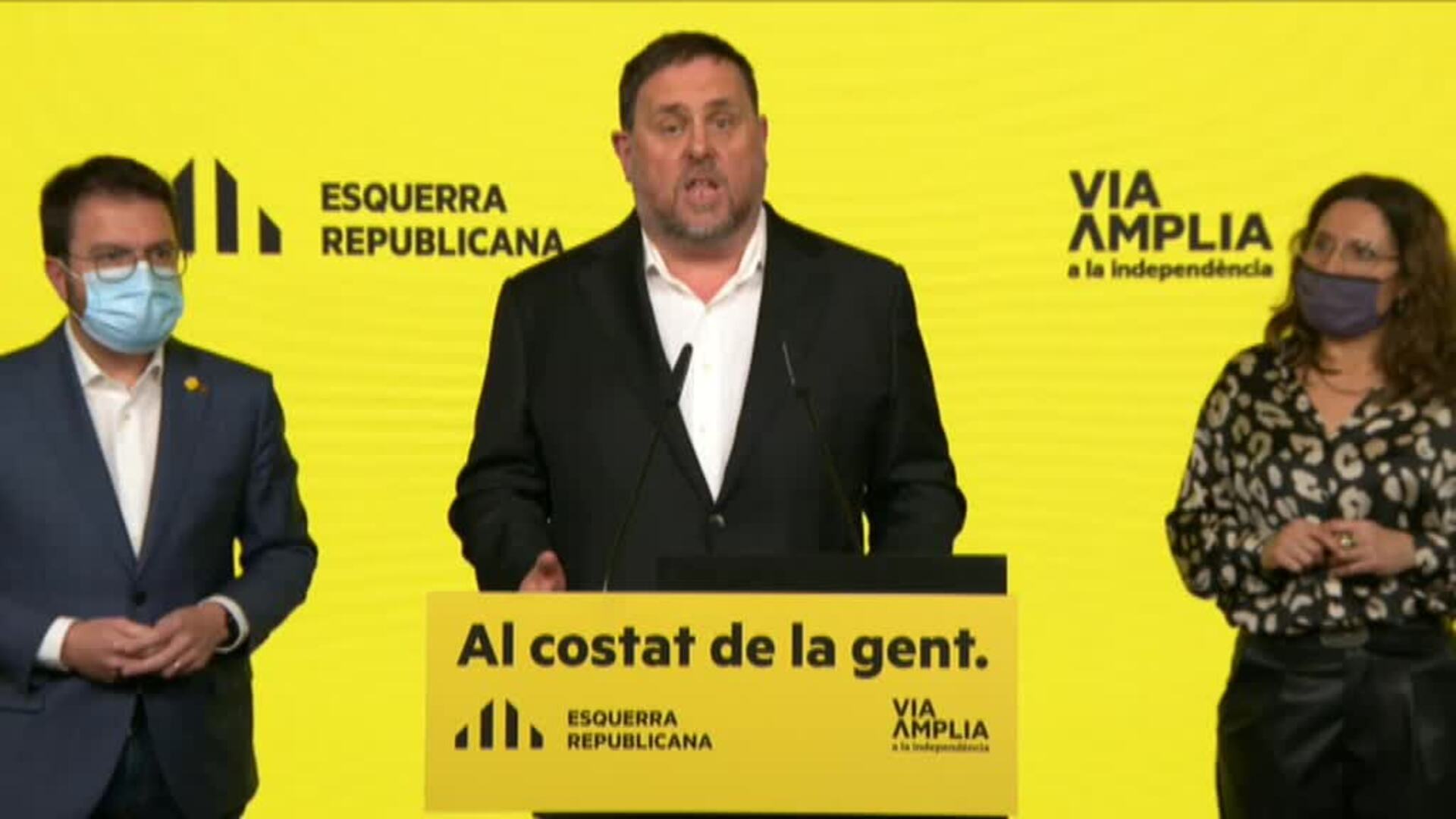 Junqueras afirma que Cataluña ha hecho historia al superar el independentismo el 50% de los votos