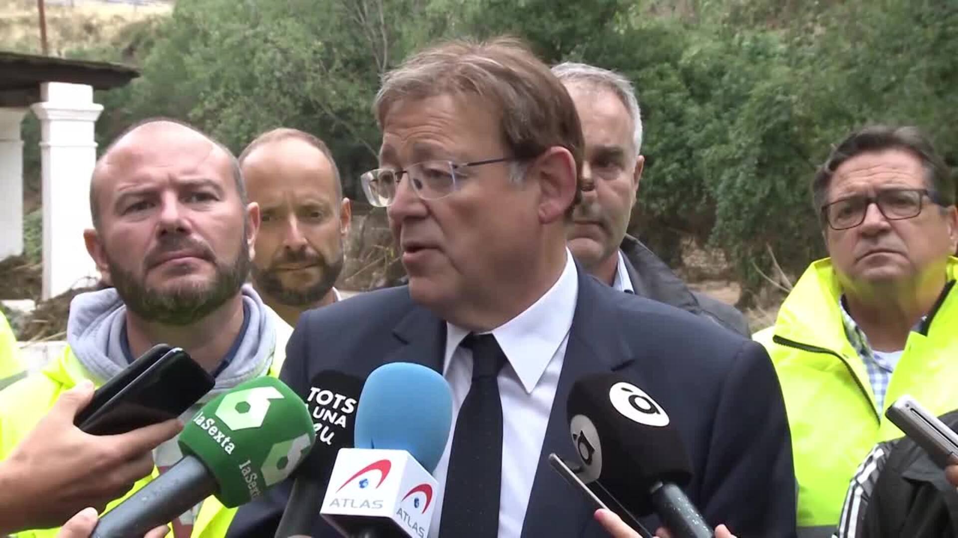 Puig anuncia que ayudará a los vecinos desalojados de Ontinyent