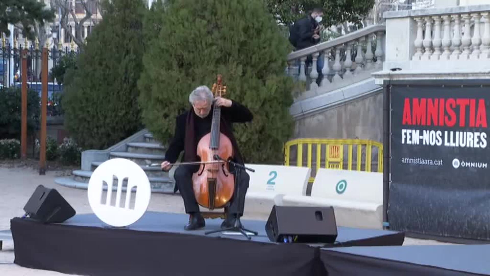 Los presos independentistas catalanes participan en Barcelona en un acto por la amnistía