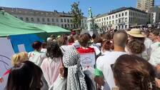 Sanitarios belgas protestan en Bruselas contra el bloqueo humanitario en Gaza