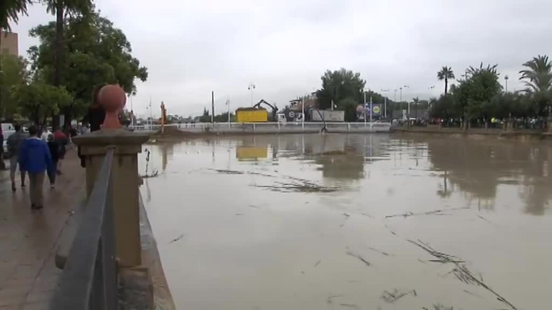Las lluvias torrenciales desbordan el río Segura en media docena de localidades de la Regíon de Murcia