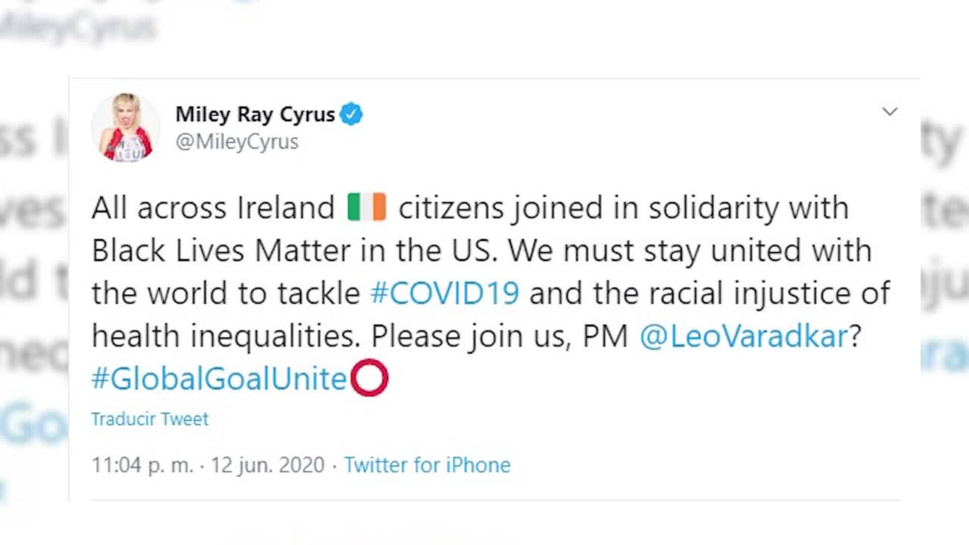 Miley Cyrus y Pedro Sánchez hablan para luchar contra el coronavirus