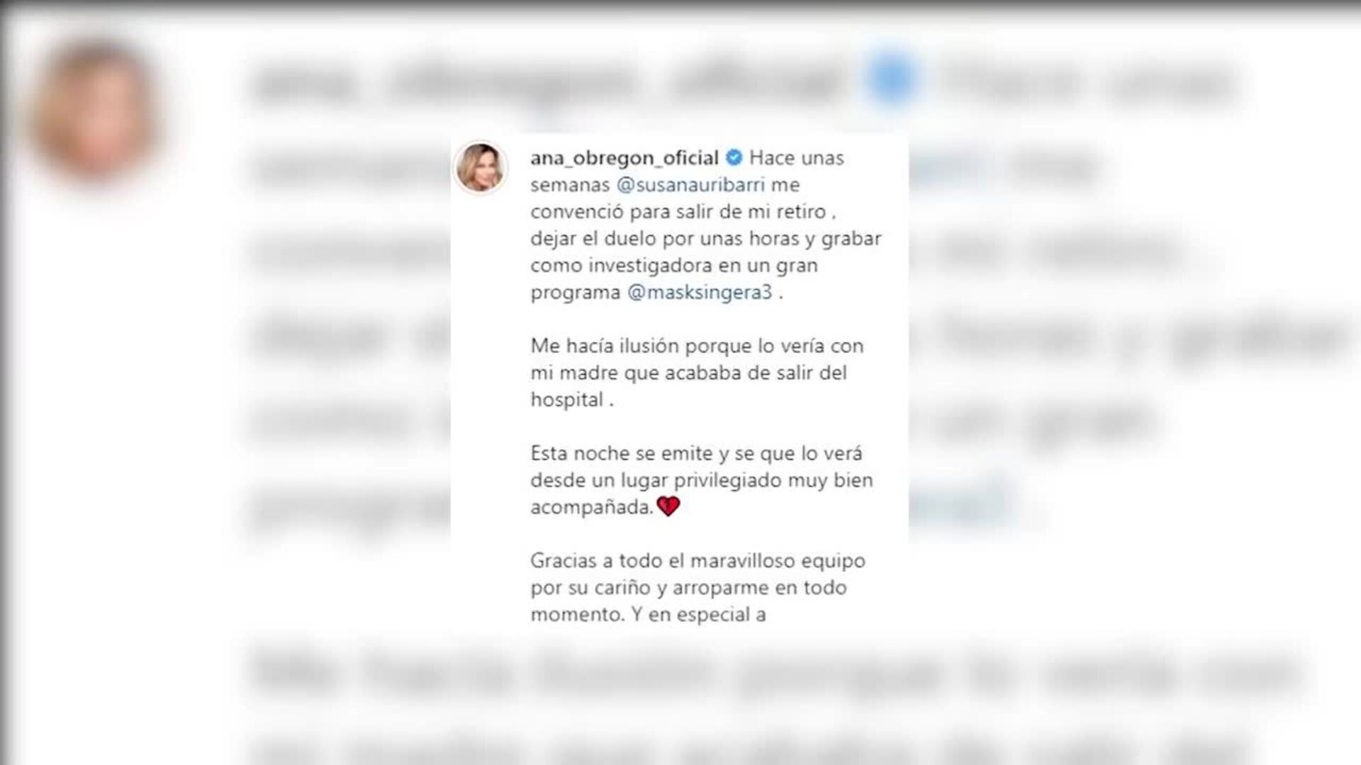 Ana Obregón recuerda a su madre en su reaparición televisiva