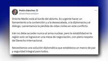 Sánchez pide "contención" en Oriente Medio y pleno respeto al Derecho Internacional