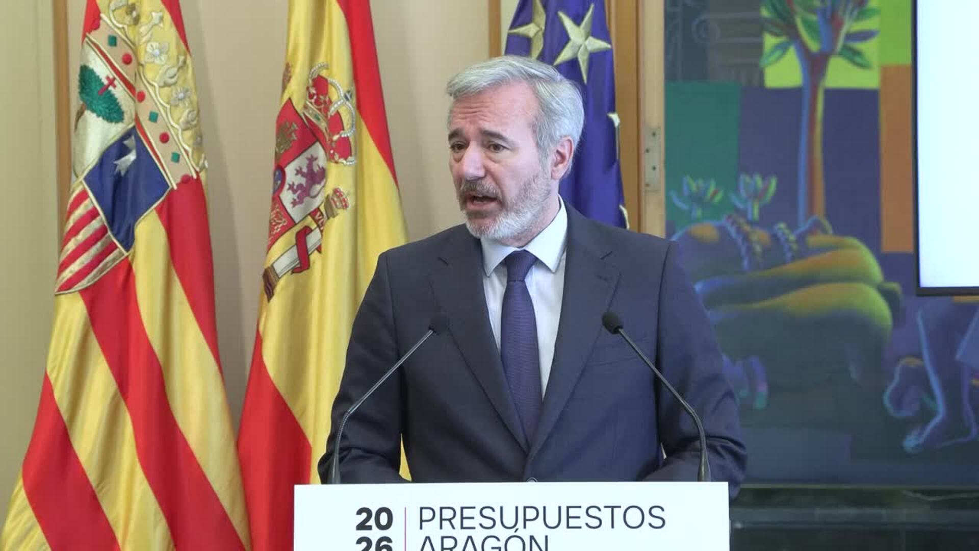 Azcón presenta presupuestos de 9.145 millones y pide "responsabilidad" para no ir a elecciones