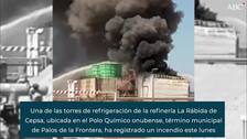 Incendio de una torre de Refinería en el Polo Químico de Huelva