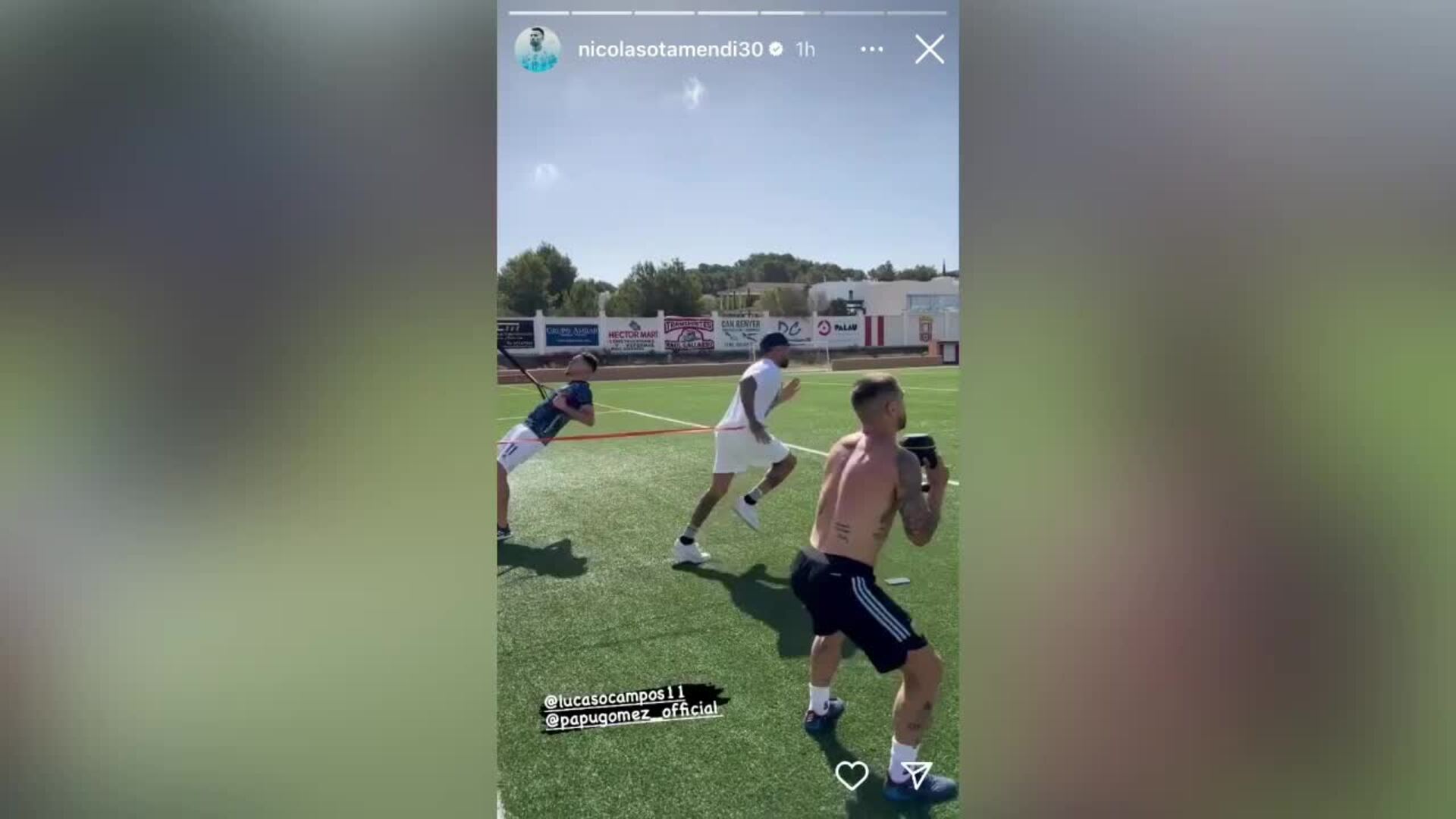 El intenso entrenamiento de Papu Gómez y Ocampos en Ibiza