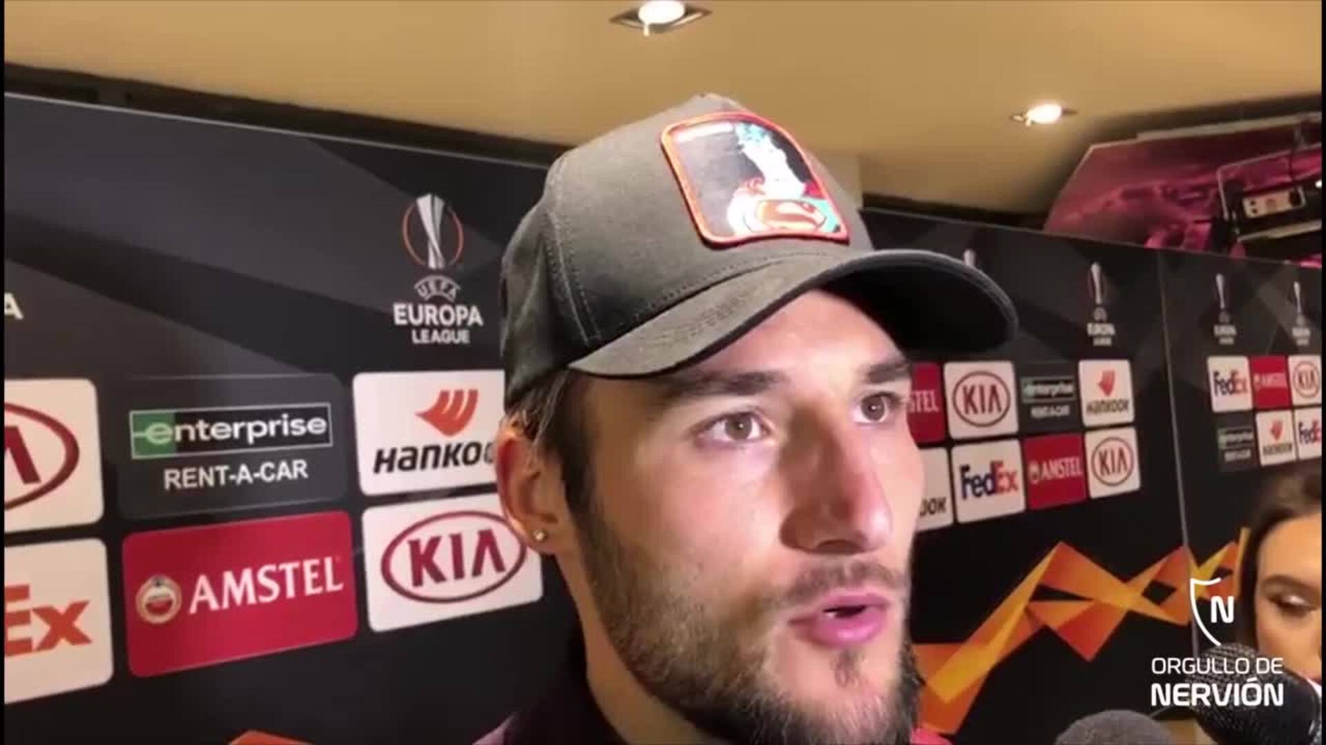 Gudelj, jugador del Sevilla, analiza el empate en Cluj