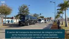 Casi 200 autobuses colapsan Málaga capital para reclamar ayudas a la Junta