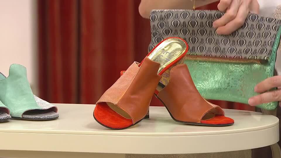 Ebarrito Sabot mules in pelle patchwork con tacco cm