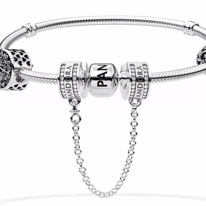 Pandora Logo Safety Chain Clip Charm | スターリングシルバー 