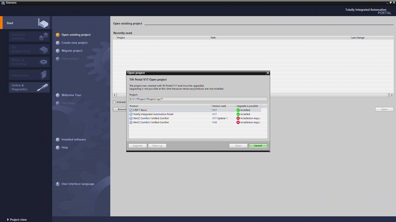 Clearing the TIA Portal error message 