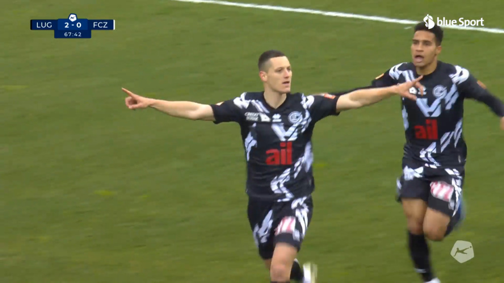 68. Minute: Celar baut die Führung für Lugano aus