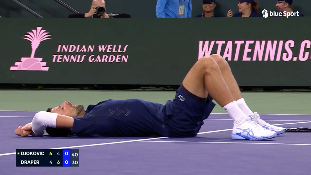 Irrer Ballwechsel bei Djokovic gegen Draper