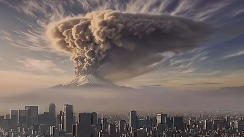 Düsteres Szenario: KI-Video zeigt Tokio nach Vulkanausbruch