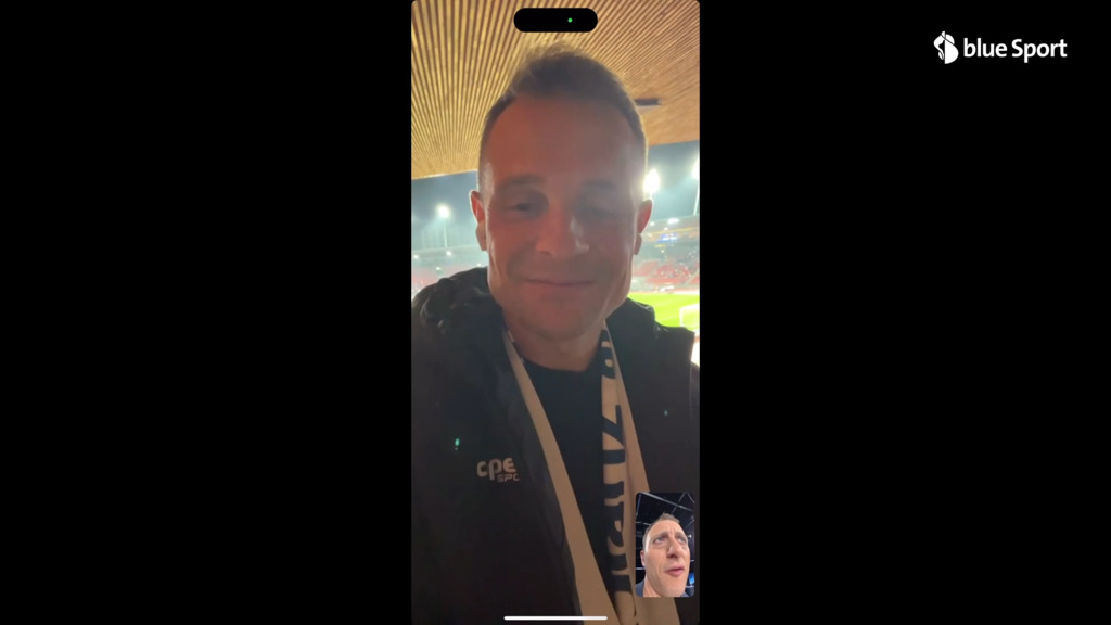 GC-Captain Amir Abrashi gibt Pausen-Interview direkt aus dem Fan-Block