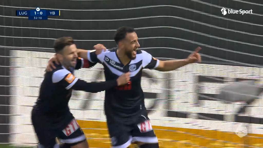 33. Minute: Mahmoud markiert das 2:0 für Lugano