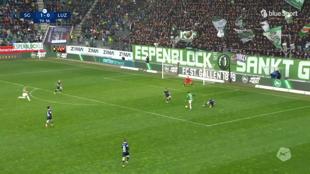 80. Minute: Von Moos vergibt den Matchball für St.Gallen