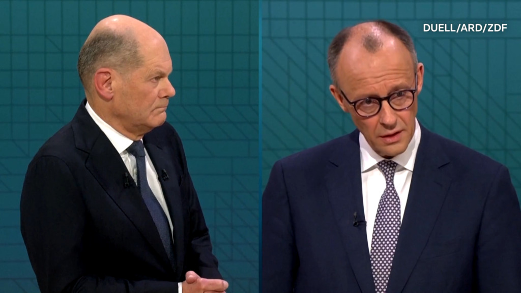 Scholz und Merz machen in erstem TV-Duell Unterschiede deutlich