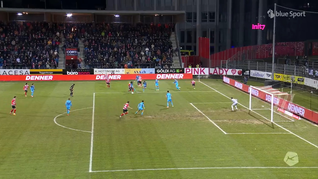 7. Minute:  Winterthur – Lugano 1:0 Tor durch Baroan 