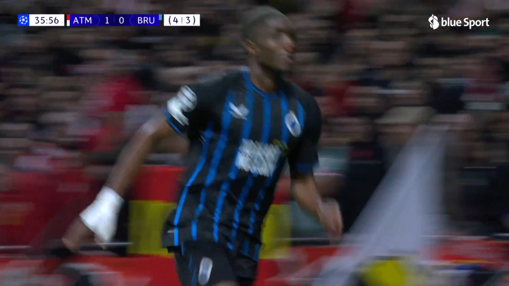 36. Minute: Ordonez markiert den Ausgleich für Brügge